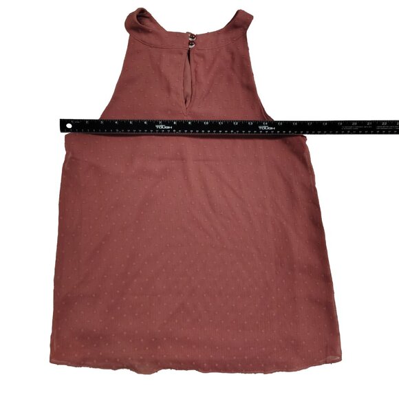 Mauve BCX Juniors' Clip-Dot Ruffle-Front Sleeveless Top - Picture 6 of 6